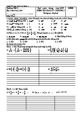Kiểm tra 45 phút Đại số 7 - Chương I